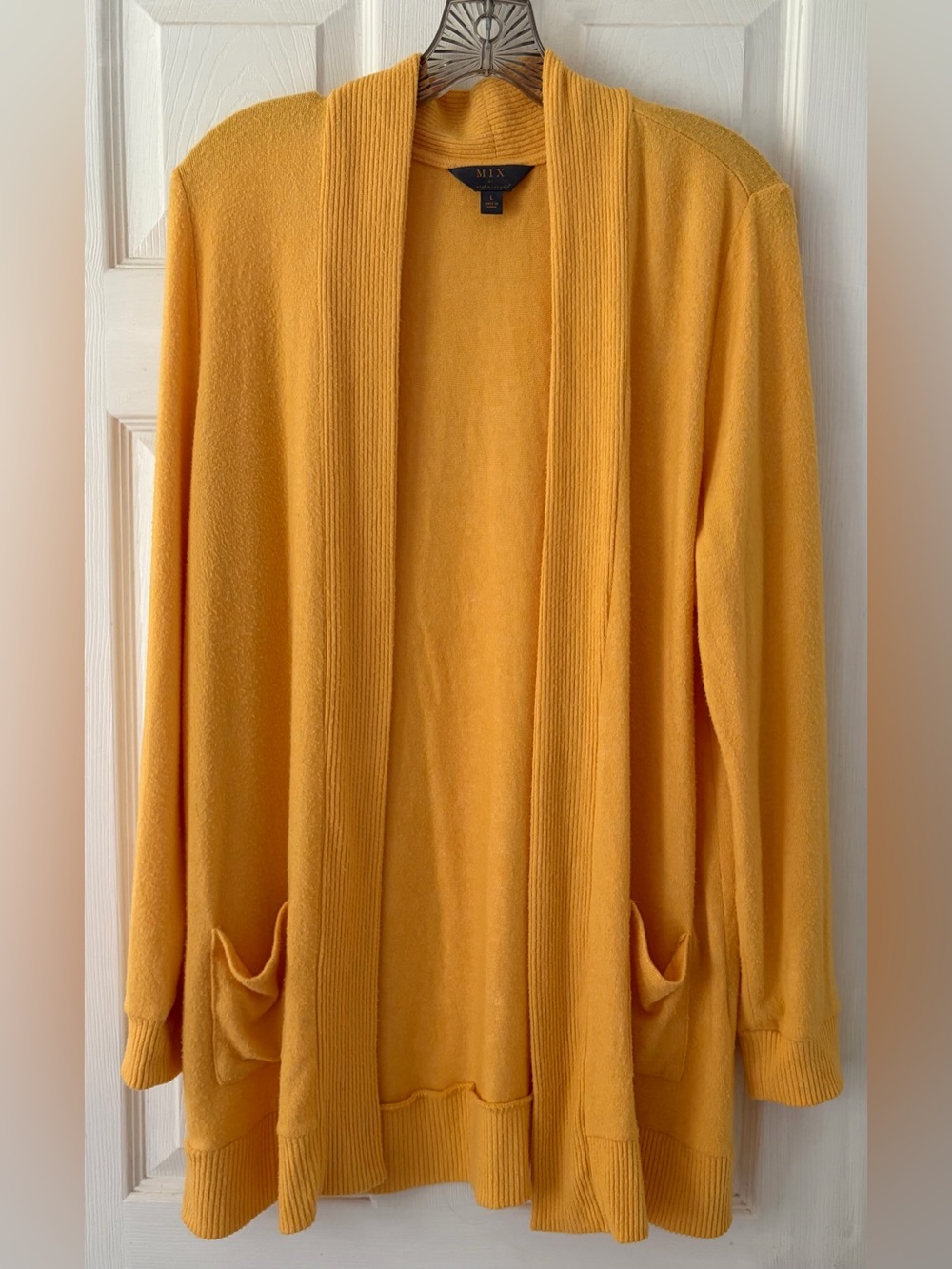 Mix Mustard Yellow Open-Front Cardigan